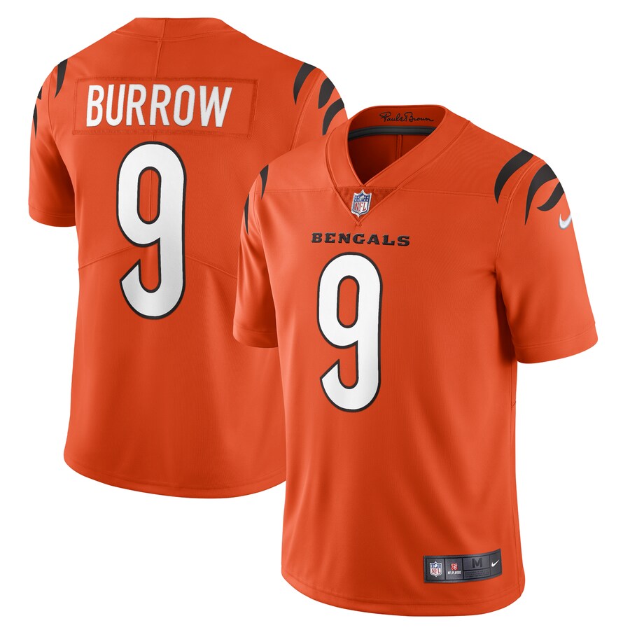Men Cincinnati Bengals #9 Joe Burrow Nike Orange Alternate Vapor Limited NFL Jersey